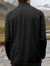 abordables chaqueta deportiva-Hombre Chaqueta al aire libre Chaqueta para senderismo Vacaciones Diario Resistente al Viento Mantiene abrigado Bolsillo Otoño Invierno Plano Moda Clásico Escote Chino Regular Amarillo Claro Negro