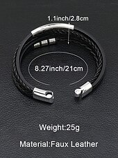 cheap Men's Jewelry-Men's faux leather alloy multi-layer magnetic braided bracelet, Stylish and durable, Suitable for casual wear and special occasions.