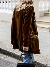 preiswerte Wintermäntel-Damen Freizeitjacke Samtblazer Bequem Atmungsaktiv Tasche Lässig Einfach Urlaub Straße Lässig Alltagskleidung Offene Vorderseite Regulär Umlegekragen Normale Passform Langarm Oberbekleidung Blau