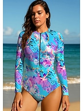 levne Rash guardy One Piece-Dámské Potápěčská kombinéza Plavky Sada plavek Oceán Zapni UPF50+ Rychleschnoucí Lehká váha Dlouhý rukáv Triko na plavání Surfování Plážové Vodní sporty Léto