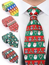 preiswerte Krawatten &amp;amp; Fliegen für Herren-Weihnachtskrawatte für Herren aus Polyester mit Weihnachtsmann-, Schneemann- und weihnachtlichen Motiven – festliche, verstellbare Fliege für Weihnachtsfeiern und festliche Anlässe