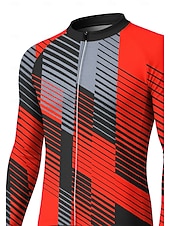 cheap Men's Jerseys-Men Cycling Jersey Downhill Jersey Geometric Abstract Contrast Color Long Sleeve Bike Tee Tshirt Jersey Compression Clothing with 3 Rear Pockets Mountain Bike MTB Road Bike Cycling UV Sun Protection