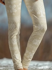 abordables -Mujer Polainas Leggings cómodos Vacaciones Vintage Estilo Étnico Longitud total Alta cintura Graphic Estampado Cómodo Elástico Casual Diario Vacaciones Verde Trébol Primavera Otoño Invierno Ajustado