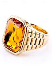 abordables Joyas para hombres-Anillo de titanio para hombre con gema grande de color – disponible en varios colores, diseño elegante para ocasiones informales y formales