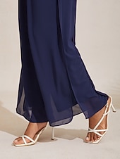  Per donna Pantaloni a Gamba Larga Pantaloni Lunghezza intera Chiffon Micro-elastico Elegante Vacanza Casa Streetwear Casuale Blu scuro Primavera Autunno Interstagionale XS S M