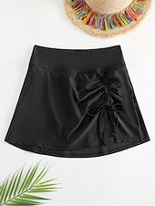 お買い得  ビキニボトムス-ウィメンズ ストレッチ ボクサーショーツ 水着 スカート付き ストレッチ ボクサーショーツ スカート ハイウエスト バケーション ビーチウェア 無地 ノースリーブ 水着