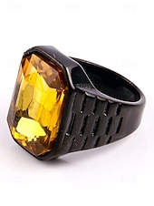 abordables Joyas para hombres-Anillo de titanio para hombre con gema grande de color – disponible en varios colores, diseño elegante para ocasiones informales y formales