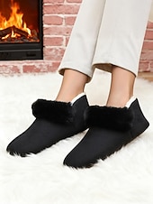 economico Ciabatte e infradito da donna-pantofole da casa da donna foderate in pelliccia sintetica: stivaletti invernali caldi e accoglienti per le donne, suola morbida antiscivolo per la casa, la camera da letto e il comfort rilassante