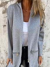 preiswerte Kapuzenjacke-Damen Wintermantel Kapuzenjacke Warm Bequem Reißverschluss Tasche Lässig Einfach Outdoor Urlaub Heim Alltagskleidung Lang Mit Kapuze Normale Passform Langarm Oberbekleidung Schwarz Rote Kamel Herbst