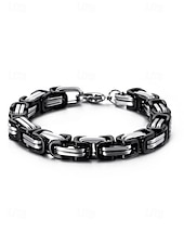 abordables Bijoux pour hommes-Bracelet pour homme en acier inoxydable à maillons bicolore noir et or, design élégant et résistant pour un usage quotidien et les occasions spéciales.