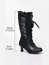 cheap Victorian &amp; Edwardian-Women's White Lace-Up Vintage Lace Boots with Heel – 1920s Elegant Victorian Style, Perfect for Formal Events, Weddings and Vintage Fashion Lovers