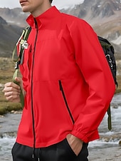 abordables chaqueta deportiva-Hombre Chaqueta al aire libre Chaqueta para senderismo Vacaciones Diario Resistente al Viento Mantiene abrigado Bolsillo Otoño Invierno Plano Moda Clásico Escote Chino Regular Amarillo Claro Negro