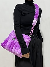 cheap Handbag &amp; Totes-Women's Faux Fur Shoulder Bag, Multi-Color, Versatile Carry Styles, Fashionable Chain Strap, Ideal for Casual &amp; Party Wear