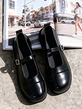 economico Ballerine da donna-ballerine Mary Jane da donna in vernice bianca e nera - scarpe eleganti con punta tonda e cinturino con fibbia, comode per tutti i giorni, l&#039;ufficio e lo street style