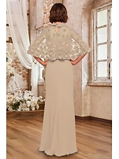voordelige Vloerlengte-Tweedelig Tot de grond Feestjurk Cocktail jurk Bruiloft gast jurk Moeder van de bruid jurk Korte mouw Halve mouw Strakke ronde hals Ronde hals Elegant Formeel Bruiloft gast Familiebijeenkomst Chiffon