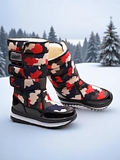 preiswerte Schnee- und Winterstiefel-Burgunderrote, wasserdichte Damen-Winterstiefel mit Kunstfellfutter – stylische Schneestiefel mit verstellbaren Riemen für Komfort und Wärme, perfekt für kaltes Wetter, Winteraktivitäten im Freien und Skiurlaube