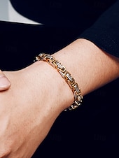 abordables Bijoux pour hommes-Bracelet pour homme en acier inoxydable à maillons bicolore noir et or, design élégant et résistant pour un usage quotidien et les occasions spéciales.