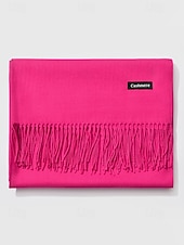 ieftine Accesorii de Crăciun-Eșarfă de Crăciun pentru femei, cu aspect de cașmir, șal de iarnă moale din imitație de cașmir cu ciucuri, eșarfă caldă de culoare uni pentru sărbători, exterior și purtare zilnică