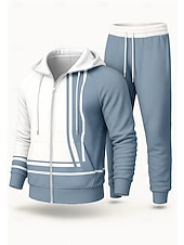 levne teplákové soupravy-Pánské Kapuce Tepláková souprava Dvoudílná tepláková souprava Šňůrky Zapni Barevné bloky Celotělové oblečení Podzim Zima Žlutá Červená Určení Venkovní Cestování Lehká váha Módní Dlouhý rukáv Sport