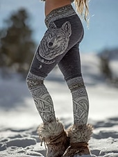 levne Viking tisk-Legíny Viking Boho pro ženy vintage etnický styl plná délka vysoký pas grafika abstraktní 3D tisk rychlé schnutí prodyšné měkké elastické formální dovolená růžové léto jaro podzim zima regular fit