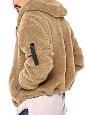 baratos Jaquetas Casuais-Homens Casaco de inverno Casaco de pelúcia Jaqueta casual Ao ar livre Casual Térmico / Quente Bolsos Zip Completo Outono Inverno Tecido Roupa de rua Diário Com Capuz Padrão Preto Azul Marinha cáqui