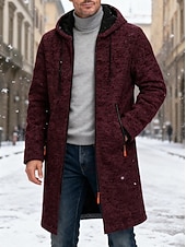 ieftine Trenci pentru bărbați-Bărbați Palton de iarnă pardesiu Trenci lung Haină Trench În aer liber Casual Toamnă Iarnă Polyester Termic cald Îmbrăcăminte exterioară Îmbrăcăminte Clasic Modern Simplu Buzunar Capișon