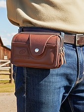 tanie Torby męskie-męski skórzany portfel na pasku – skóra naturalna, kolor czarno-brązowy, modny i praktyczny design do codziennego użytku