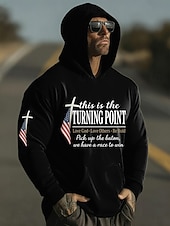preiswerte Flagmuster-Herren Kreuz Amerikanische Flagge Kapuzensweatshirt Pullover-Hoodie Lässiger Hoodie Pullover Mode Täglich Urlaub Lässig Vintage-Retro Mit Kapuze Urlaub Streetwear Festival Blau Schwarz Weiß Rote Grün