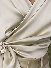  Per donna Camicia Elegant Elegante Top in raso Allacciato Semplice Elegante Manica Lunga Scollo a V Top corti Ferie Uscire Albicocca Azzurro Primavera Autunno Inverno