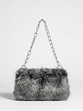 ieftine Genți De Seară &amp; Plicuri-geantă de damă cu lanț din blană artificială – plușă și elegantă, cu material din blană sintetică, disponibilă în mai multe culori, perfectă pentru petreceri de seară și ieșiri casual