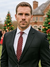 billiga Herrslipsar &amp;amp; flugor-herrslips i polyester, prickigt mönster, flera färger, perfekt för jul och formella tillfällen