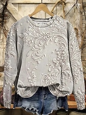 economico Tops Boho-Per donna Felpa Pullover Stampato Floreale Grafico Paisley Caldo Vintage Western Manica Lunga Girocollo Top Regolari Casuale Streetwear Abbigliamento Quotidiano Blu Nero Giallo Rosso Verde Primavera