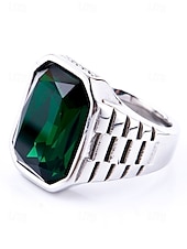 abordables Joyas para hombres-Anillo de titanio para hombre con gema grande de color – disponible en varios colores, diseño elegante para ocasiones informales y formales