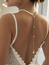 Недорогие Свадьба ACC-Женское жемчужное ожерелье с подвеской на шею — элегантное свадебное украшение с изящной цепочкой &amp;свисающие жемчужины, идеально подходящие для свадебных платьев и платьев с глубоким вырезом на спине
