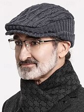baratos Chapéus Masculinos-Gorro de tricô masculino – forrado com lã para maior aquecimento, diversas cores, design elegante em tricô trançado para atividades ao ar livre no inverno.