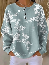 Χαμηλού Κόστους Χιούμορ και Αποφθέγματα Φούτερ-Γυναικεία Φούτερ πουλόβερ Κουμπιά Στάμπα Φλοράλ Γραφική Γεωμετρικό Βίντατζ Καθημερινό Μακρυμάνικο Στρογγυλή Ψηλή Λαιμόκοψη Κανονικά μπλουζάκια Causal Δρόμος Καθημερινή Ένδυση