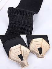 abordables Cinturón de mujer-Cinturón elástico para mujer con hebilla de aleación – elegante material de poliéster, ajuste regulable – perfecto para vestidos, atuendos casuales y formales