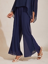  Per donna Pantaloni a Gamba Larga Pantaloni Lunghezza intera Chiffon Micro-elastico Elegante Vacanza Casa Streetwear Casuale Blu scuro Primavera Autunno Interstagionale XS S M