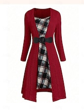 Χαμηλού Κόστους Φορέματα πουλόβερ-Γυναικεία Πουλόβερ Φόρεμα πουλόβερ Καθημερινό Μαλακή Μονόχρωμες Κοτλέ Στρογγυλή Ψηλή Λαιμόκοψη Κουρελού Πλεκτό Στάμπα Μακρυμάνικο Μακριές μπλούζες Πλέκω ΕΞΩΤΕΡΙΚΟΥ ΧΩΡΟΥ Καθημερινά Σαββατοκύριακο