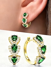 economico Anelli da donna-orecchini da donna in lega di zirconi - elegante design a forma di lacrima con pietre multicolori, perfetti come regali di Natale e San Valentino