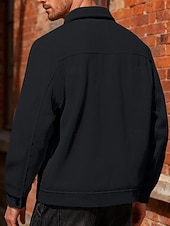 economico Giubbotti Casual-Per uomo Giacca Leggera Giacca Camicia Giacca Casual All'aperto Streetwear Tasca Bottoni Primavera &amp; Autunno Autunno &amp; Inverno Semplice Streetwear Quotidiano Collo ripiegato Regolare Nero Marrone