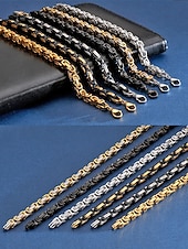 abordables Bijoux pour hommes-Bracelet pour homme en acier inoxydable à maillons bicolore noir et or, design élégant et résistant pour un usage quotidien et les occasions spéciales.