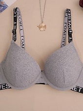 cheap Women's Sleep &amp; Lounge-Women's Sexy Lingerie Bra PrintNightwearCotton Casual Letter Fashion Cute Black Gray Spring &amp; Summer Fall &amp; Winter