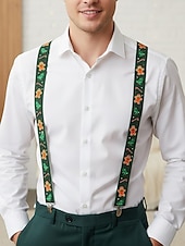 abordables Corbatas y pajaritas para hombres-Tirantes navideños para hombre – poliéster elástico con diseño de pan de jengibre y bastones de caramelo, estilo festivo para fiestas y celebraciones navideñas.