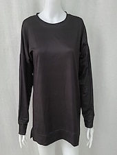 preiswerte Einfache Kapuzenpullover-Damen Bluse Patchwork Einfach Vintage Stilvoll Langarm Rundhalsausschnitt Normale Oberteile Täglich Ferien Ausgehen Schwarz Grün Dunkelgray Herbst Winter