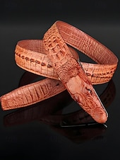 levne Pánské opasky-Pánský opasek z pravé kůže s krokodýlí texturou, více barev, stylový a odolný pro běžné i formální příležitosti