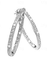 baratos Brinco Feminino-Brincos de argola elegantes com cristais transparentes brilhantes – brincos pendentes em aço inoxidável banhado a ouro e prata.