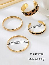 voordelige Damesarmband-Dames manchetarmbanden met luipaardprint in goudkleurige legering – set van 4, stijlvol dierenprintontwerp, perfect voor casual en avondkleding