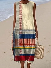 economico Abiti a Strisce e Geometrici-Per donna Abito Midi Abito a Tubino Vestito Estivo Abito a trapezio Vacanza Casual Boho Spiaggia Uscire Vestibilità comoda Grafico Geometrico Senza Maniche Girocollo Grigio verde Nero Rosa Cachi