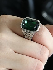 abordables Joyas para hombres-Anillo de titanio para hombre con gema grande de color – disponible en varios colores, diseño elegante para ocasiones informales y formales